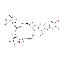 ChemSpider 2D Image | (1'R,10'Z,13'R,14'Z)-6-sec-Butyl-21',24'-dihydroxy-5,11',13',22'-tetramethyl-2'-oxo-3,4,5,6-tetrahydrospiro[pyran-2,6'-[3,7,19]trioxatetracyclo[15.6.1.1~4,8~.0~20,24~]pentacosa[10,14,16,22]tetraen]-12
'-yl 2,6-dideoxy-4-O-(2,6-dideoxy-3-O-methylhexopyranosyl)-3-O-methylhexopyranoside | C48H74O14
