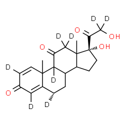 ChemSpider 2D Image | (6S,8xi,9xi,10xi,13xi,14xi)-17,21-Dihydroxy(2,4,6,9,12,12,21,21-~2~H_8_)pregna-1,4-diene-3,11,20-trione | C21H18D8O5