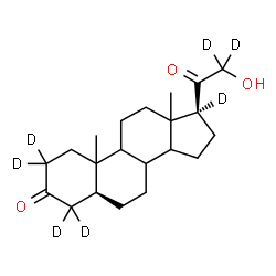 ChemSpider 2D Image | (5alpha,8xi,9xi,10xi,13xi,14xi)-21-Hydroxy(2,2,4,4,17,21,21-~2~H_7_)pregnane-3,20-dione | C21H25D7O3