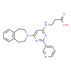 ChemSpider 2D Image | N-[2-(3-Pyridinyl)-6-(1,2,4,5-tetrahydro-3H-3-benzazepin-3-yl)-4-pyrimidinyl]-Î²-alanine | C22H23N5O2