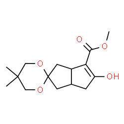 ChemSpider 2D Image | Methyl 5'-hydroxy-5,5-dimethyl-3',3a',6',6a'-tetrahydro-1'H-spiro[1,3-dioxane-2,2'-pentalene]-4'-carboxylate | C15H22O5