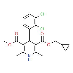 ChemSpider 2D Image | Cyclopropylmethyl methyl 4-(2,3-dichlorophenyl)-2,6-dimethyl-1,4-dihydro-3,5-pyridinedicarboxylate | C20H21Cl2NO4