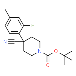 ChemSpider 2D Image | tert-Butyl 4-cyano-4-(2-fluoro-4-methylphenyl)piperidine-1-carboxylate | C18H23FN2O2