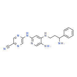 ChemSpider 2D Image | 5-((5-Amino-4-((3-amino-3-phenylpropyl)amino)pyridin-2-yl)amino)pyrazine-2-carbonitrile | C19H20N8