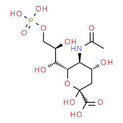 ChemSpider 2D Image | (6S)-5-Acetamido-3,5-dideoxy-6-[(2R)-1,2-dihydroxy-3-(phosphonooxy)propyl]-D-threo-hex-2-ulopyranosonic acid | C11H20NO12P