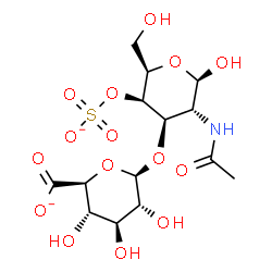 ChemSpider 2D Image | 2-Acetamido-2-deoxy-3-O-beta-D-glucopyranuronosyl-4-O-sulfonato-beta-D-galactopyranose | C14H21NO15S