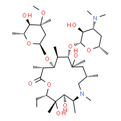 ChemSpider 2D Image | (2S,3S,4R,5S,8S,10S,11S,12R,13S,14R)-2-Ethyl-3,4,10-trihydroxy-3,5,6,8,10,12,14-heptamethyl-15-oxo-11-{[3,4,6-trideoxy-3-(dimethylamino)-beta-L-xylo-hexopyranosyl]oxy}-1-oxa-6-azacyclopentadecan-13-yl
 2,6-dideoxy-3-C-methyl-3-O-methyl-alpha-D-ribo-hexopyranoside | C38H72N2O12