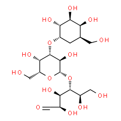 ChemSpider 2D Image | 4-O-{3-O-[(1S,2R,3S,4S,5R)-2,3,4-Trihydroxy-5-(hydroxymethyl)cyclohexyl]-beta-D-galactopyranosyl}-D-glucose | C19H34O15