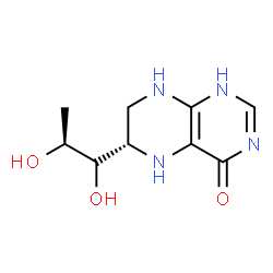 ChemSpider 2D Image | (6S)-6-[(1R,2S)-1,2-Dihydroxypropyl]-5,6,7,8-tetrahydro-4(1H)-pteridinone | C9H14N4O3