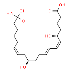 ChemSpider 2D Image | (5R,6Z,8E,12R,14Z)-5,12,20,20,20-Pentahydroxy-6,8,14-icosatrienoic acid | C20H34O7