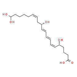 ChemSpider 2D Image | (5R,6Z,8E,10E,12S,14Z)-5,12,20,20-Tetrahydroxy-6,8,10,14-icosatetraenoic acid | C20H32O6