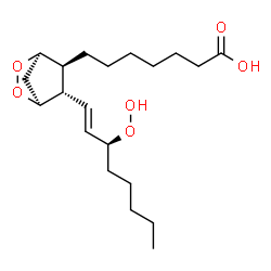 ChemSpider 2D Image | 7-{(1S,4R,5S,6S)-6-[(1E,3S)-3-Hydroperoxy-1-octen-1-yl]-2,3-dioxabicyclo[2.2.1]hept-5-yl}heptanoic acid | C20H34O6