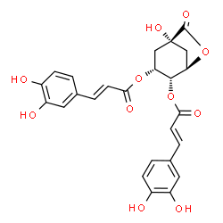 ChemSpider 2D Image | (1R,3R,4R,5R)-1-Hydroxy-7-oxo-6-oxabicyclo[3.2.1]octane-3,4-diyl (2E,2'E)bis[3-(3,4-dihydroxyphenyl)acrylate] | C25H22O11