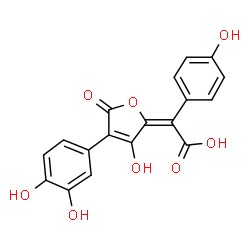 ChemSpider 2D Image | (2E)-[4-(3,4-Dihydroxyphenyl)-3-hydroxy-5-oxo-2(5H)-furanylidene](4-hydroxyphenyl)acetic acid | C18H12O8