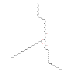 ChemSpider 2D Image | 2-(Stearoyloxy)-1,3-propanediyl (9E,12E,9'E,12'E)bis(-9,12-octadecadienoate) | C57H102O6