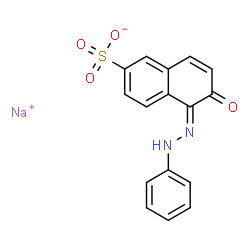 ChemSpider 2D Image | Sodium (5E)-6-oxo-5-(phenylhydrazono)-5,6-dihydro-2-naphthalenesulfonate | C16H11N2NaO4S
