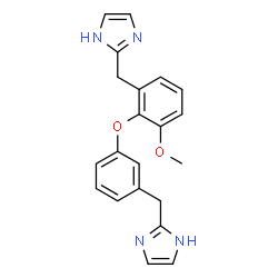 ChemSpider 2D Image | 2-{3-[2-(1H-Imidazol-2-ylmethyl)-6-methoxyphenoxy]benzyl}-1H-imidazole | C21H20N4O2