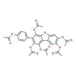 ChemSpider 2D Image | 3-(4-Acetoxyphenyl)dibenzo[b,d]furan-1,2,4,7,8-pentayl pentaacetate | C30H24O13