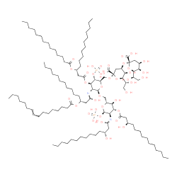 ChemSpider 2D Image | (6R)-3-Deoxy-6-(1,2-dihydroxyethyl)-beta-L-erythro-hex-2-ulopyranonosyl-(2->4)-(6R)-3-deoxy-6-[(1R)-1,2-dihydroxyethyl]-beta-L-erythro-hex-2-ulopyranonosyl-(2->6)-2-deoxy-2-({(3R)-3-[(9E)-9-hexadeceno
yloxy]tetradecanoyl}amino)-4-O-phosphono-3-O-[(3R)-3-(tetradecanoyloxy)tetradecanoyl]-beta-D-glucopyranosyl-(1->6)-2-deoxy-3-O-[(3R)-3-hydroxytetradecanoyl]-2-{[(3R)-3-hydroxytetradecanoyl]amino}-1-O-
phosphono-alpha-D-glucopyranose | C114H208N2O39P2