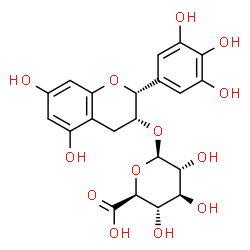 ChemSpider 2D Image | (2R,3R)-5,7-Dihydroxy-2-(3,4,5-trihydroxyphenyl)-3,4-dihydro-2H-chromen-3-yl beta-D-glucopyranosiduronic acid | C21H22O13