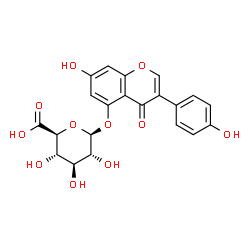 ChemSpider 2D Image | 7-Hydroxy-3-(4-hydroxyphenyl)-4-oxo-4H-chromen-5-yl beta-D-glucopyranosiduronic acid | C21H18O11