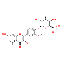 ChemSpider 2D Image | 2-Methoxy-4-(3,5,7-trihydroxy-4-oxo-4H-chromen-2-yl)phenyl beta-D-glucopyranosiduronic acid | C22H20O13