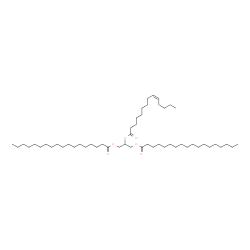 ChemSpider 2D Image | 2-[(9Z)-9-Tetradecenoyloxy]-1,3-propanediyl dioctadecanoate | C53H100O6