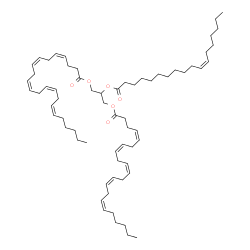 ChemSpider 2D Image | 2-[(11Z)-11-Octadecenoyloxy]-1,3-propanediyl (4Z,7Z,10Z,13Z,16Z,4'Z,7'Z,10'Z,13'Z,16'Z)bis(-4,7,10,13,16-docosapentaenoate) | C65H104O6