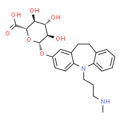 ChemSpider 2D Image | 5-[3-(Methylamino)propyl]-10,11-dihydro-5H-dibenzo[b,f]azepin-2-yl beta-D-glucopyranosiduronic acid | C24H30N2O7