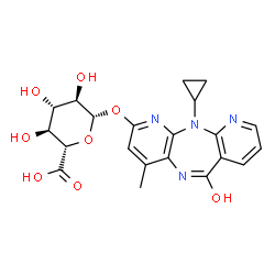 ChemSpider 2D Image | 11-Cyclopropyl-4-methyl-6-oxo-6,11-dihydro-5H-dipyrido[3,2-b:2',3'-e][1,4]diazepin-2-yl beta-D-glucopyranosiduronic acid | C21H22N4O8
