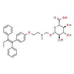 ChemSpider 2D Image | [(2-{4-[(1Z)-1,2-Diphenyl-1-buten-1-yl]phenoxy}ethyl)(methyl)amino]methyl beta-D-glucopyranosiduronic acid | C32H37NO8