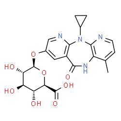 ChemSpider 2D Image | 11-Cyclopropyl-4-methyl-6-oxo-6,11-dihydro-5H-dipyrido[3,2-b:2',3'-e][1,4]diazepin-8-yl beta-L-glucopyranosiduronic acid | C21H22N4O8