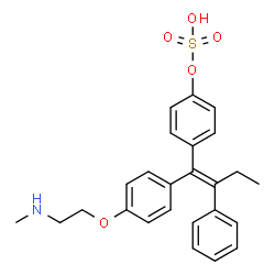 ChemSpider 2D Image | 4-[(1E)-1-{4-[2-(Methylamino)ethoxy]phenyl}-2-phenyl-1-buten-1-yl]phenyl hydrogen sulfate | C25H27NO5S