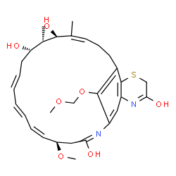 ChemSpider 2D Image | (5R,6Z,8E,10E,13S,14S,15R,16Z)-13,15-Dihydroxy-5-methoxy-28-(methoxymethoxy)-14,16-dimethyl-22-thia-2,25-diazatricyclo[18.7.1.0~21,26~]octacosa-1(28),6,8,10,16,20,26-heptaene-3,24-dione | C30H40N2O7S