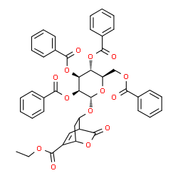 ChemSpider 2D Image | Ethyl 3-oxo-8-[(2,3,4,6-tetra-O-benzoyl-alpha-D-mannopyranosyl)oxy]-2-oxabicyclo[2.2.2]oct-5-ene-6-carboxylate | C44H38O14