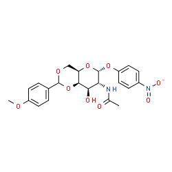 ChemSpider 2D Image | 4-Nitrophenyl 2-acetamido-2-deoxy-4,6-O-(4-methoxybenzylidene)-alpha-D-galactopyranoside | C22H24N2O9