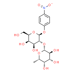 ChemSpider 2D Image | 4-Nitrophenyl 2-O-(6-deoxy-beta-L-galactopyranosyl)-beta-D-galactopyranoside | C18H25NO12