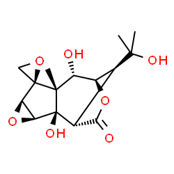 ChemSpider 2D Image | (1S,2R,3S,5R,6R,7R,8S,9R,12S)-2,8-Dihydroxy-12-(2-hydroxy-2-propanyl)-7-methyl-11H-spiro[4,10-dioxatetracyclo[7.2.1.0~2,7~.0~3,5~]dodecane-6,2'-oxiran]-11-one | C15H20O7