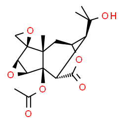 ChemSpider 2D Image | (1S,2R,3S,5R,6R,7R,9S,12S)-12-(2-Hydroxy-2-propanyl)-7-methyl-11-oxo-2H-spiro[4,10-dioxatetracyclo[7.2.1.0~2,7~.0~3,5~]dodecane-6,2'-oxiran]-2-yl acetate | C17H22O7