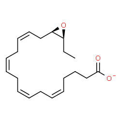 ChemSpider 2D Image | (5Z,8Z,11Z,14Z)-16-[(2R,3S)-3-Ethyl-2-oxiranyl]-5,8,11,14-hexadecatetraenoate | C20H29O3