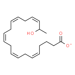 ChemSpider 2D Image | (5Z,8Z,11Z,14Z,17Z)-19-Hydroxy-5,8,11,14,17-icosapentaenoate | C20H29O3