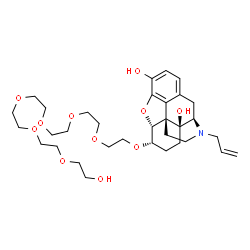 ChemSpider 2D Image | (5alpha,6alpha)-17-Allyl-6-[(20-hydroxy-3,6,9,12,15,18-hexaoxaicos-1-yl)oxy]-4,5-epoxymorphinan-3,14-diol | C33H51NO11