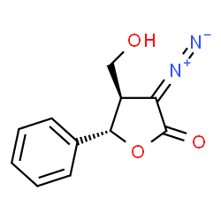 ChemSpider 2D Image | (4R,5S)-3-Diazo-4-(hydroxymethyl)-5-phenyldihydro-2(3H)-furanone | C11H11N2O3