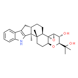 ChemSpider 2D Image | (2S,3R,3aR,4aS,4bR,6aS,12bS,12cS,14aS)-2-(2-Hydroxy-2-propanyl)-12b,12c-dimethyl-3,3a,5,6,6a,7,12,12b,12c,13,14,14a-dodecahydro-2H,4bH-oxireno[4',4a']chromeno[5',6':6,7]indeno[1,2-b]indol-3-ol | C27H35NO4