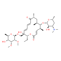 ChemSpider 2D Image | [(2R,3S,4E,6E,9R,11S,12S,13S,14E)-2-Ethyl-3-hydroxy-9,11,13-trimethyl-8,16-dioxo-12-{[3,4,6-trideoxy-3-(dimethylamino)-beta-D-xylo-hexopyranosyl]oxy}oxacyclohexadeca-4,6,14-trien-3-yl]methyl 6-deoxy-2
,3-di-O-methyl-beta-D-allopyranoside | C37H61NO12