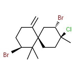 ChemSpider 2D Image | (2S,6S,8S,9S)-2,8-Dibromo-9-chloro-1,1,9-trimethyl-5-methylenespiro[5.5]undecane | C15H23Br2Cl
