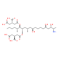 ChemSpider 2D Image | (2S,2'S)-2,2'-{[(5R,6R,7S,9S,11R,16R,18S,19S)-19-Amino-11,16,18-trihydroxy-5,9-dimethyl-6,7-icosanediyl]bis[oxy(2-oxo-2,1-ethanediyl)]}disuccinic acid | C34H59NO15