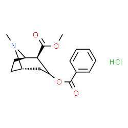 ChemSpider 2D Image | Methyl (1R,2R,5S)-3-(benzoyloxy)-8-methyl-8-azabicyclo[3.2.1]octane-2-carboxylate hydrochloride (1:1) | C17H22ClNO4