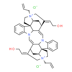 ChemSpider 2D Image | (1R,9Z,11S,13S,14R,17R,25Z,28E,30R,33S,37E)-14,30-Diallyl-28,37-bis(2-hydroxyethylidene)-8,24-diaza-14,30-diazoniaundecacyclo[25.5.2.2~11,14~.1~1,8~.1~10,17~.0~2,7~.0~13,17~.0~18,23~.0~24,35~.0~26,38~
.0~30,33~]octatriaconta-2,4,6,9,18,20,22,25-octaene dichloride | C44H50Cl2N4O2