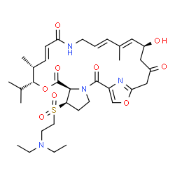 ChemSpider 2D Image | (6R,7R,10R,11R,12E,17E,19E,21S)-6-{[2-(Diethylamino)ethyl]sulfonyl}-21-hydroxy-10-isopropyl-11,19-dimethyl-9,26-dioxa-3,15,28-triazatricyclo[23.2.1.0~3,7~]octacosa-1(27),12,17,19,25(28)-pentaene-2,8,1
4,23-tetrone | C34H50N4O9S